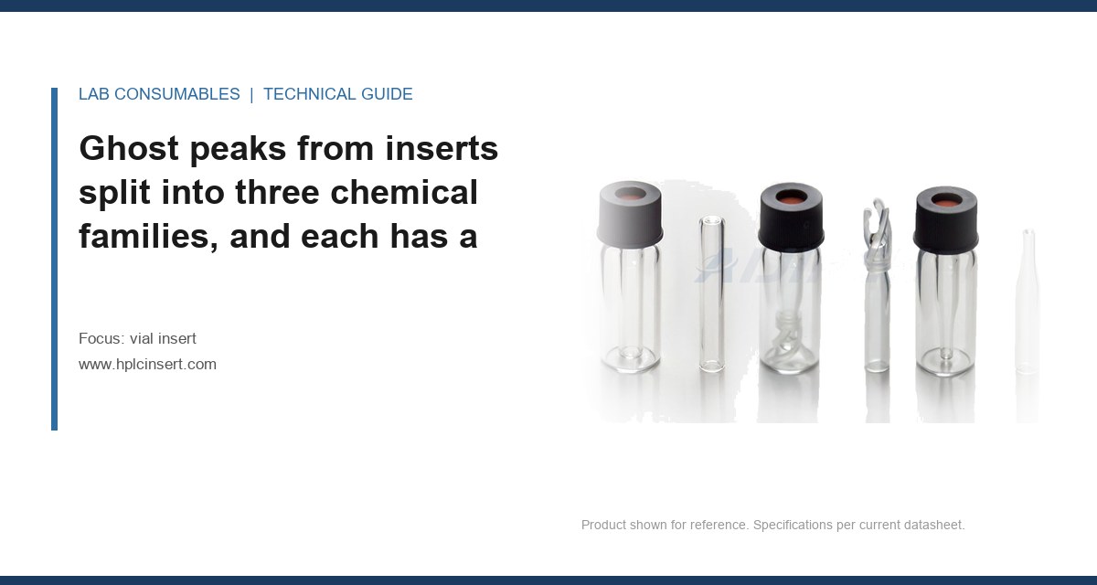 Ghost peaks from inserts split into three chemical families, and each has a